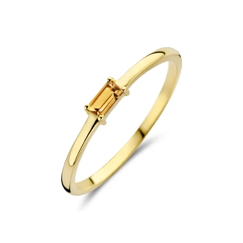 Ring met geboortesteen gele citrien november 14K geelgoud 2,5 mm – 4027228