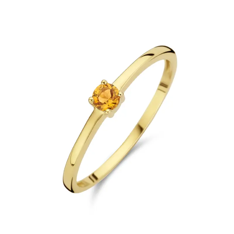 Ring met geboortesteen gele citrien november 14K geelgoud 3 mm – 4025490