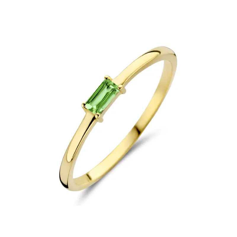 Ring met geboortesteen groene smaragd mei 14K geelgoud 2,5 mm – 4027220