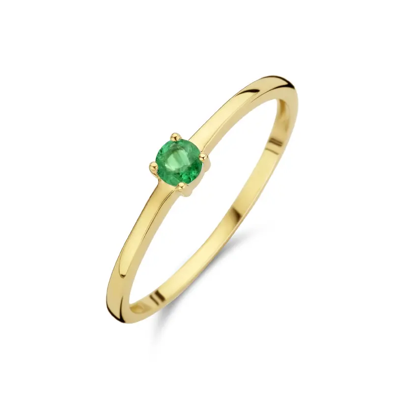 Ring met geboortesteen groene smaragd mei 14K geelgoud 3 mm – 4025482