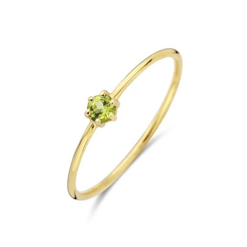 Ring met geboortesteen peridot augustus 14K geelgoud 4 mm – 4027657