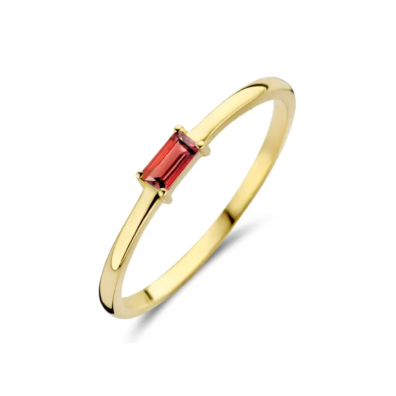 Ring met geboortesteen rode granaat januari 14K geelgoud 2,5 mm – 4027244