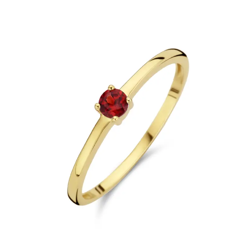 Ring met geboortesteen rode granaat januari 14K geelgoud 3 mm – 4025498
