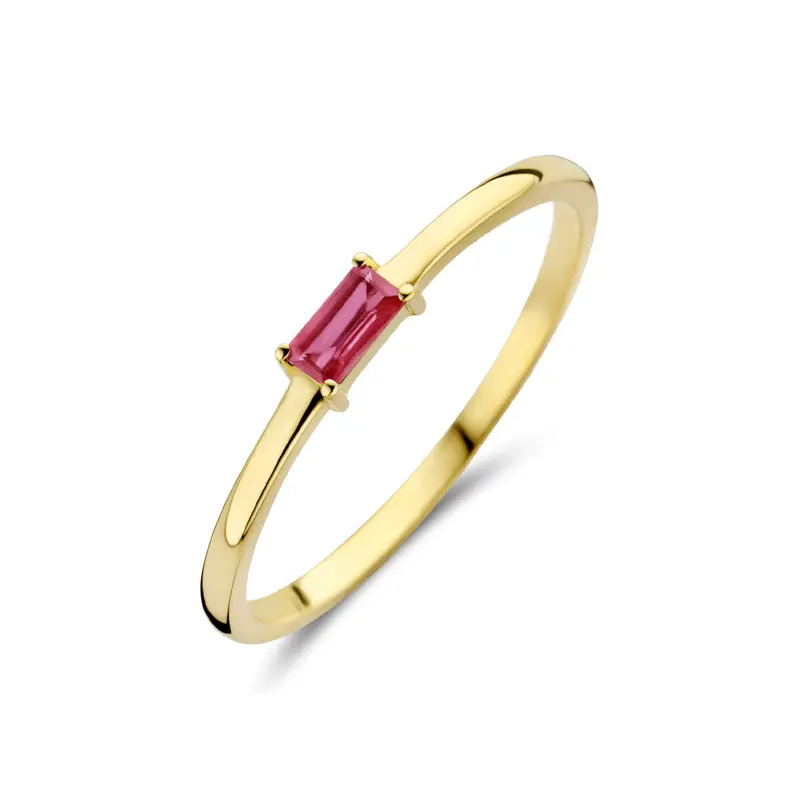 Ring met geboortesteen rode robijn juli 14K geelgoud 2,5 mm – 4027216