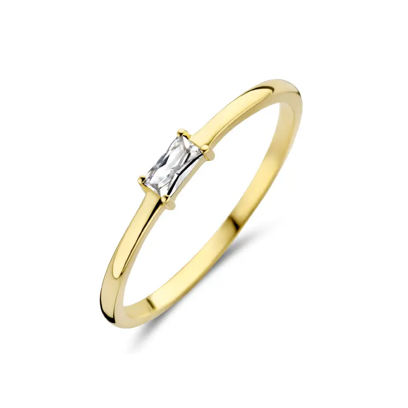 Ring met geboortesteen zirkonia april 14K geelgoud 2,5 mm – 4027256