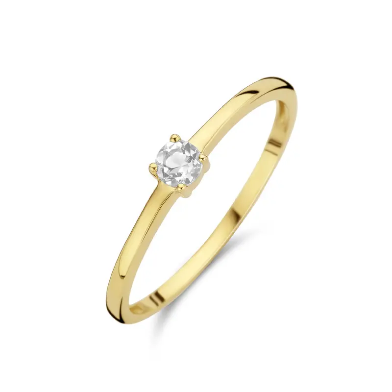 Ring met geboortesteen zirkonia april 14K geelgoud 3 mm – 4025983