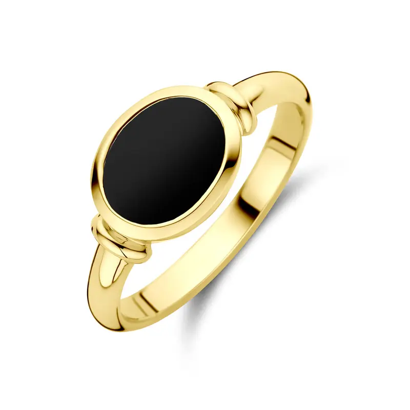 Ring onyx massief 14K geelgoud