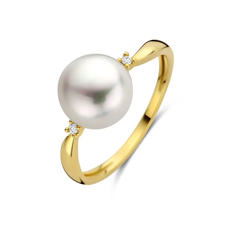 Ring parel diamant 0.02ct h p 14K geelgoud