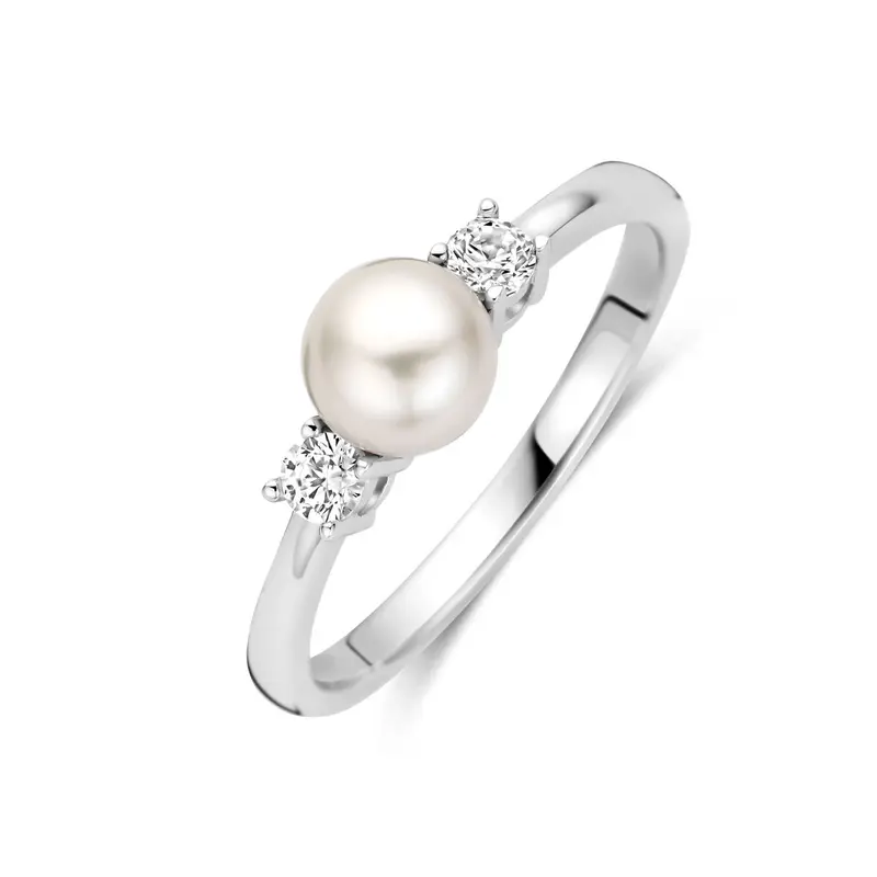 Ring parel en zirkonia zilver gerhodineerd 6 mm – 1342587