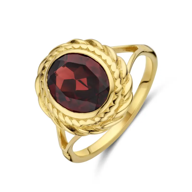 Ring rode granaat 14K geelgoud 15 x 13,5 mm – 4035233