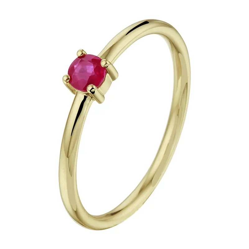 Ring rode robijn 14K geelgoud 4 mm – 4022798