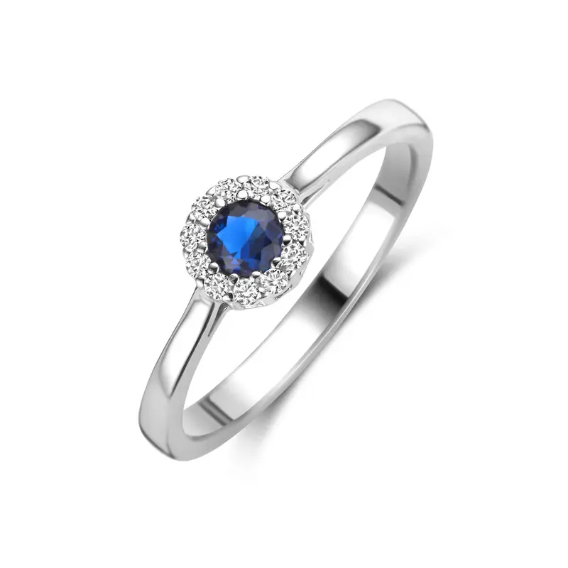 Ring saffier zirkonia gerhodineerd zilver 6 mm – 1341430