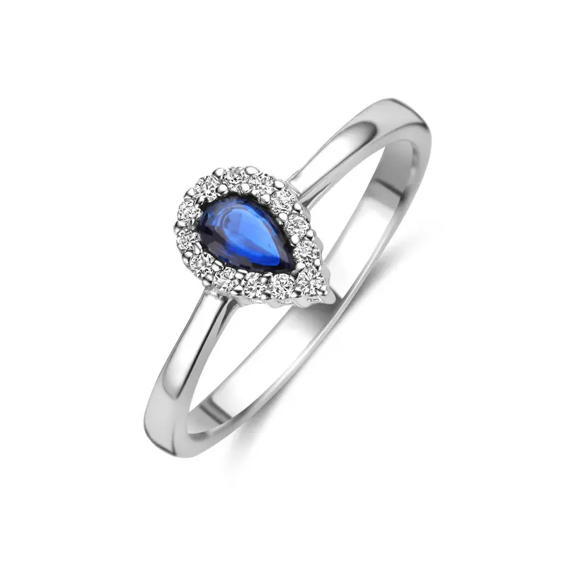 Ring saffier zirkonia gerhodineerd zilver 8,5 x 6 mm – 1341447