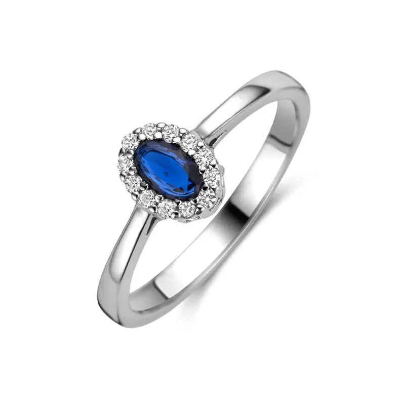 Ring saffier zirkonia gerhodineerd zilver 8 x 6 mm – 1341416
