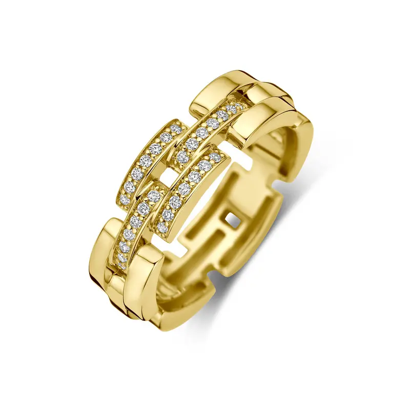 Ring schakel diamant 0.12ct h si 14K geelgoud