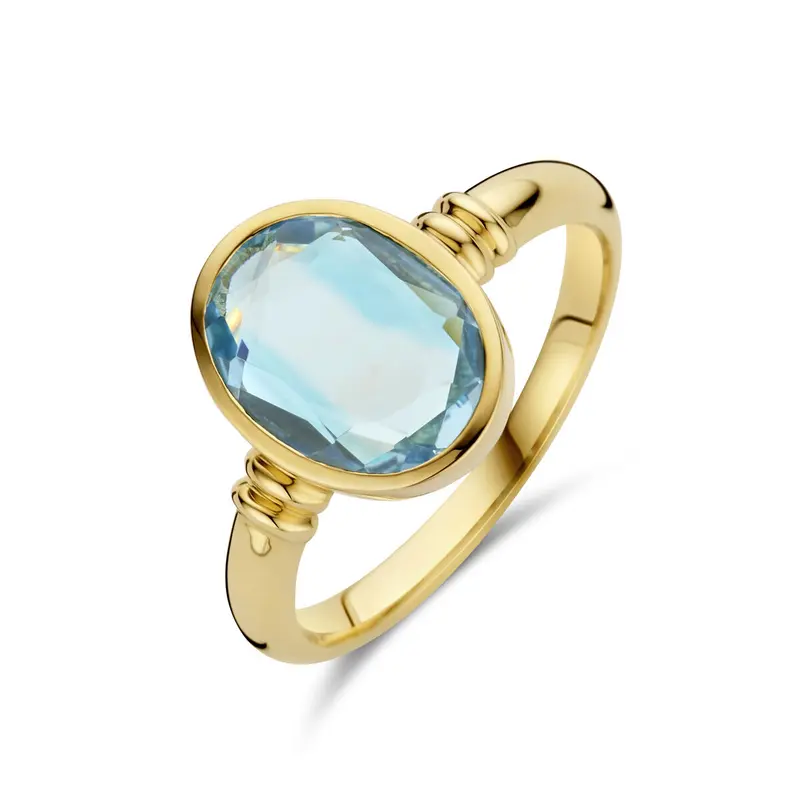 Ring sky blue blauwe topaas 14K geelgoud 9,5 x 12 mm – 4031770