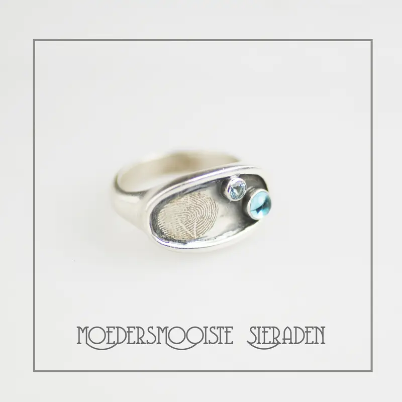 Ring the Galaxy met geboortestenen en vingerafdruk