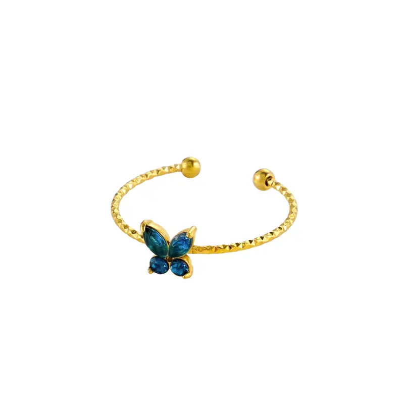Ring tiny butterfly blauw