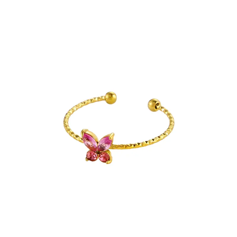 Ring tiny butterfly roze
