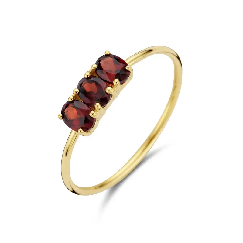 Ring trilogie granaat 14K geelgoud