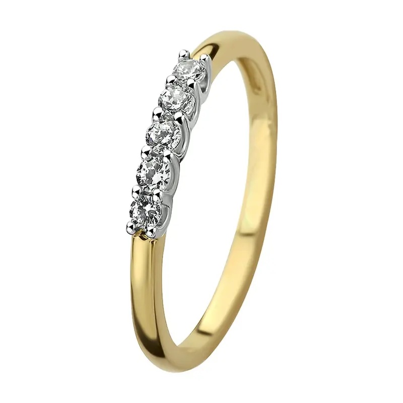 Ring zirkonia 14K bicolor goud geel/wit – 4208451