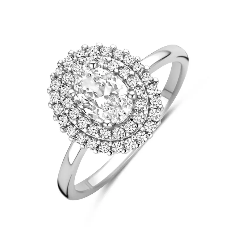 Ring zirkonia gerhodineerd zilver 12,5 x 11 mm – 1341341