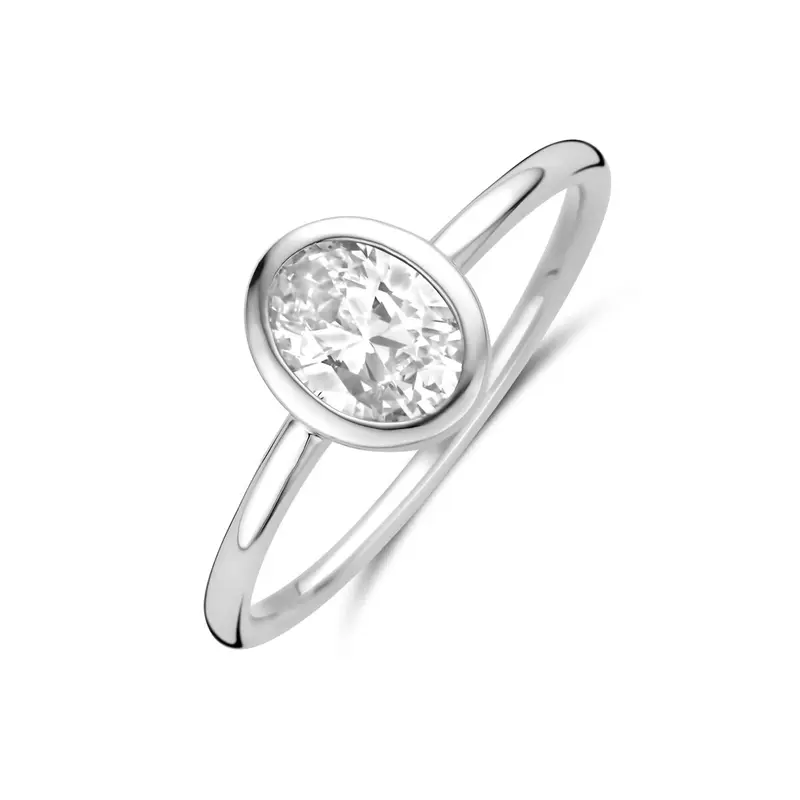 Ring zirkonia gerhodineerd zilver 8,5 x 7 mm – 1341533