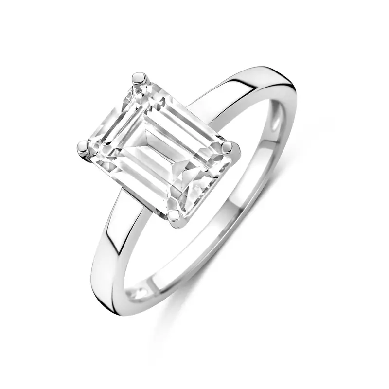 Ring zirkonia gerhodineerd zilver 9 x 7 mm – 1340921