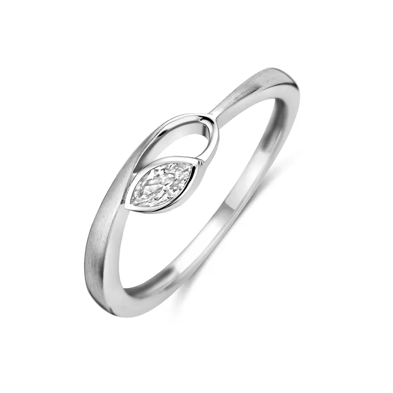 Ring zirkonia poli/mat zilver gerhodineerd – 1343660