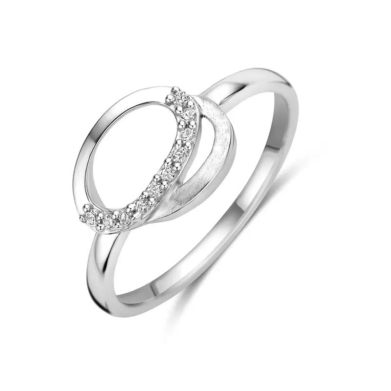 Ring zirkonia poli/mat zilver gerhodineerd – 1343695