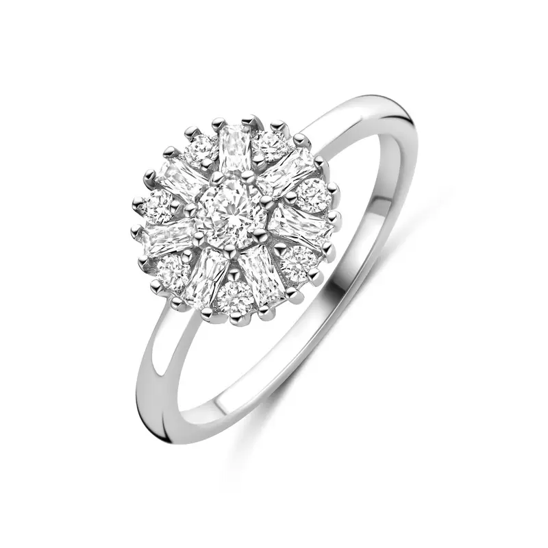 Ring zirkonia rozet zilver