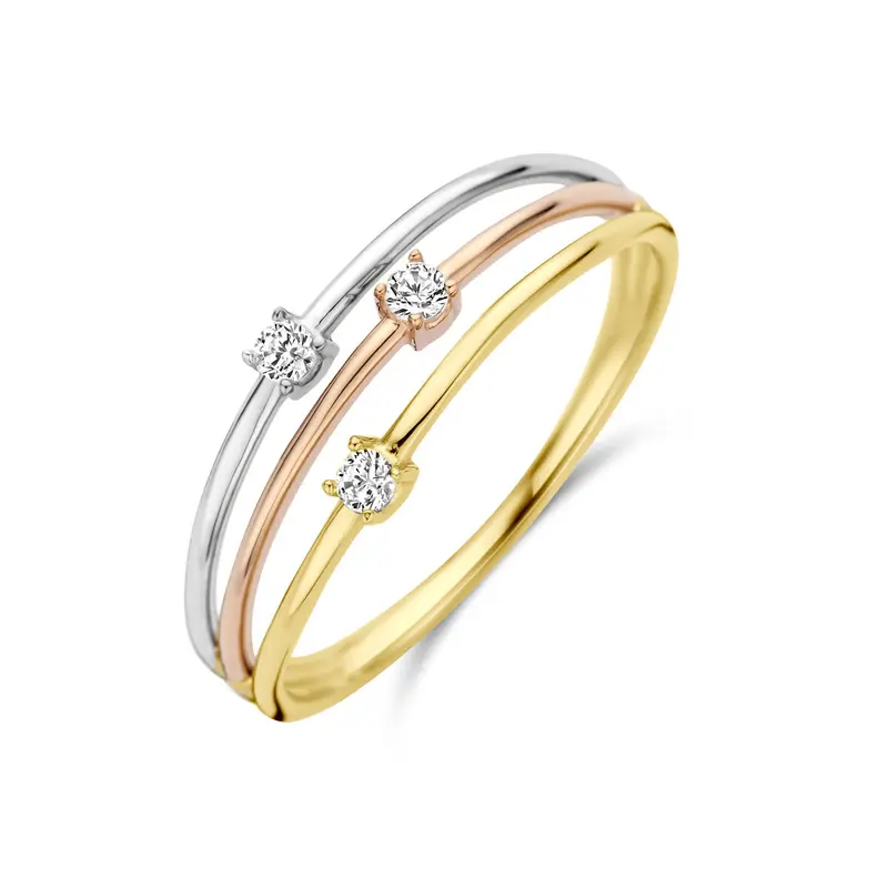 Ring zirkonia tricolor 14K tricolor goud