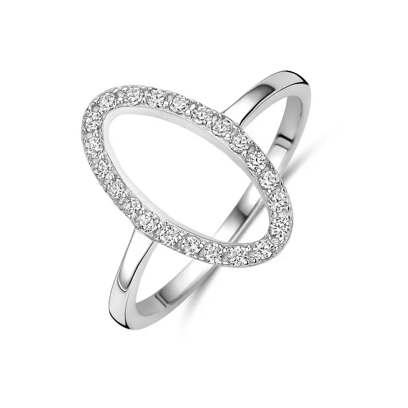Ring zirkonia zilver gerhodineerd 9 mm