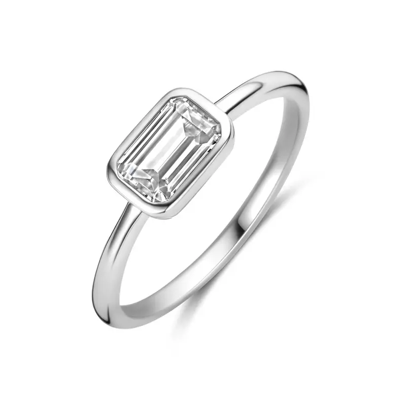 Ring zirkonia zilver gerhodineerd emerald