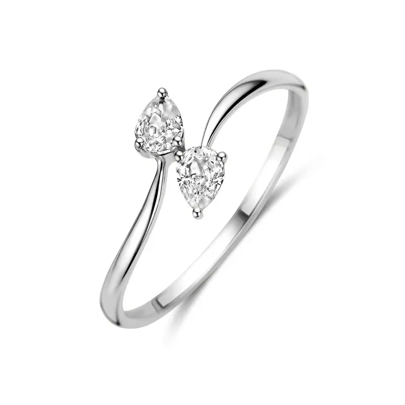 Ring zirkonia zilver gerhodineerd peer
