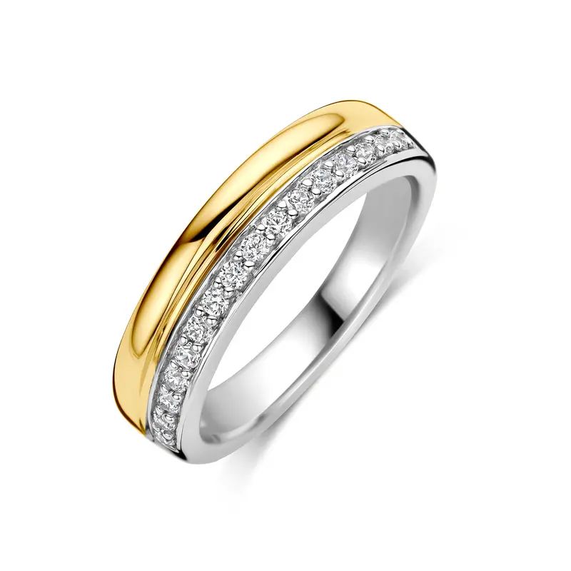 Ring zirkonia zilver verguld bicolor 3 micron – 2200514