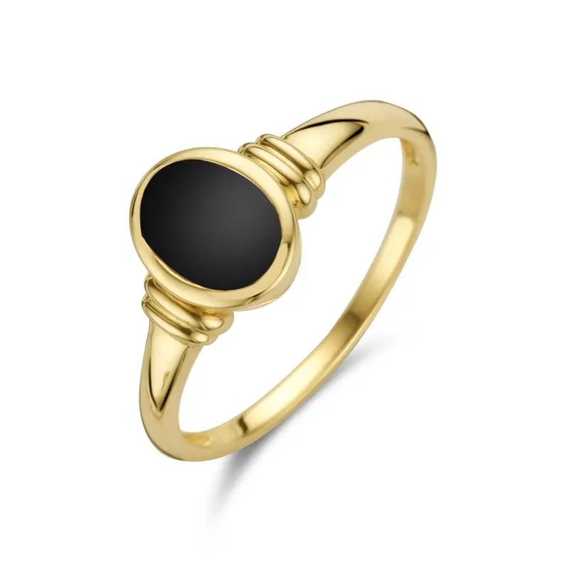 Ring zwarte onyx 14K geelgoud 9 mm – 4025629