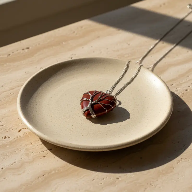 Rode agaat hart hanger met ketting