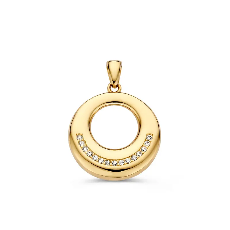 Ronde Geelgouden Hanger met Zirkonia – Tijdloze Elegantie