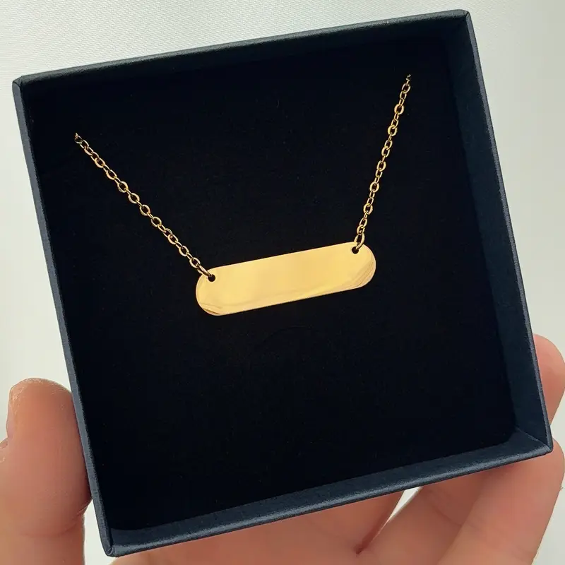 Ronde Rechthoek Naamketting | Graveerbare Ketting