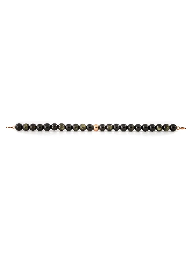Rose Gold Clasp - Bracelet 6mm Gold Obsidian