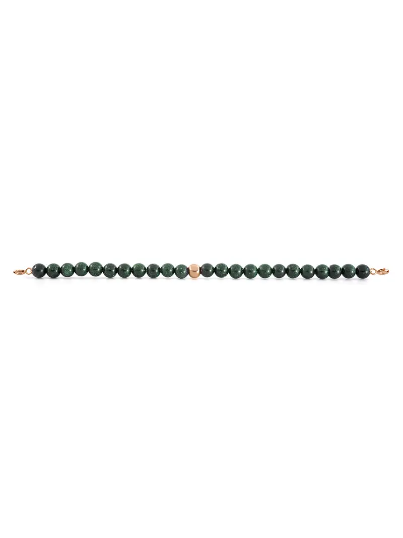 Rose Gold Clasp - Bracelet 6mm Goldstone Green