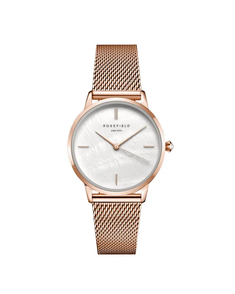 Rosefield Dameshorloge Pearl Edit Mesh White MOP Rose Gold RMRMR-R09 Goudkleurig