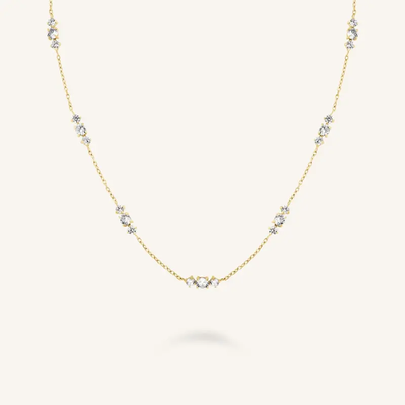 Rosefield Ketting Triple Crystals JNTCG-J1015 Goudkleurig