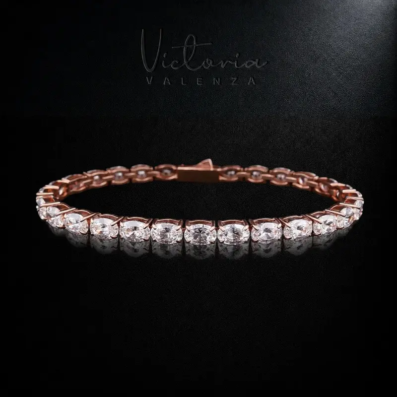 Roségoudkleurige RVS Tennisarmband met Ovale Zirkonia Stenen