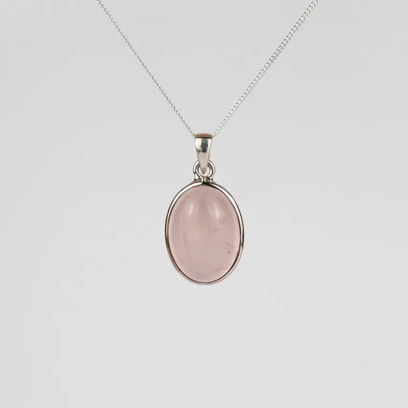 Rozenkwarts 925 Zilver Ketting K29
