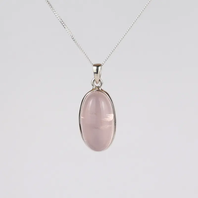 Rozenkwarts 925 Zilver Ketting K30