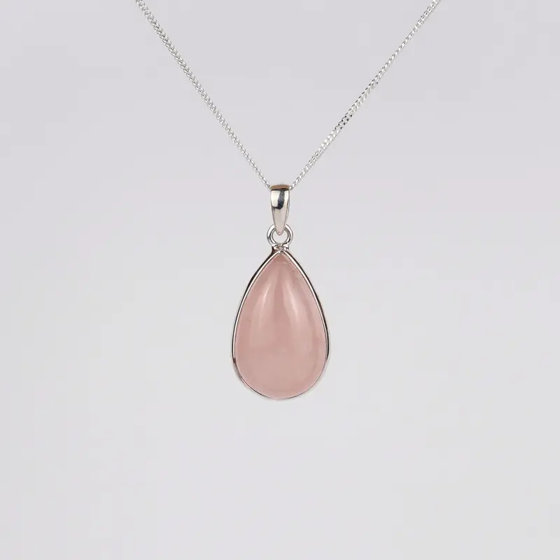 Rozenkwarts 925 Zilver Ketting K31