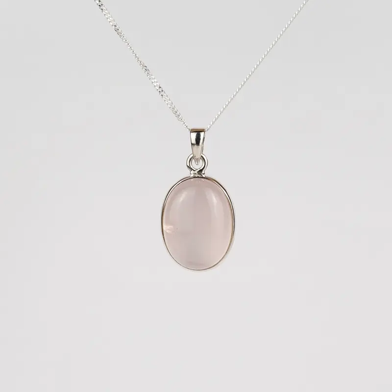 Rozenkwarts 925 Zilver Ketting K32