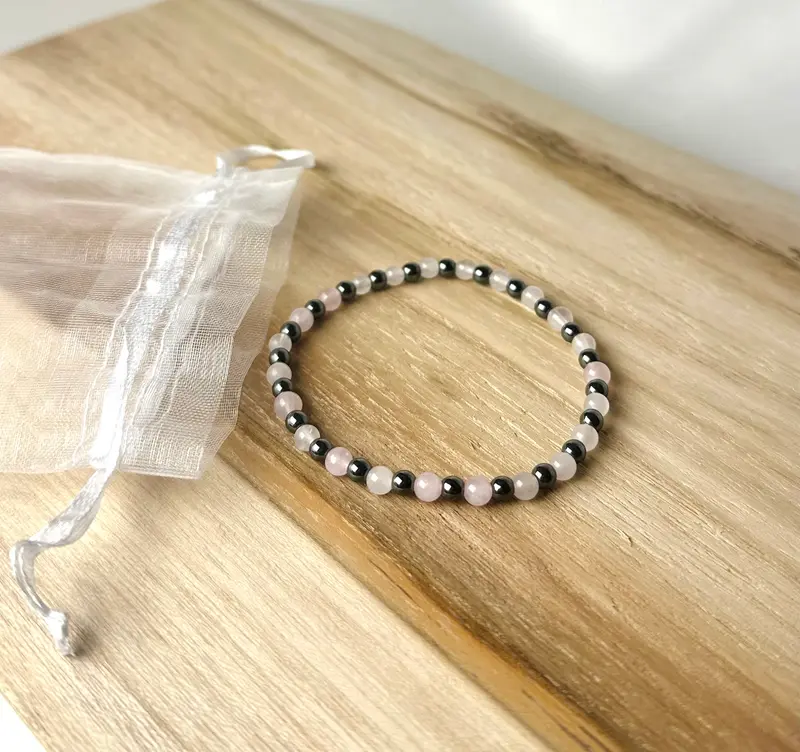 Rozenkwarts/Hematiet Kogel Armband